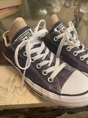 Converse Navy Canvas Low Top Sneakers with White Laces